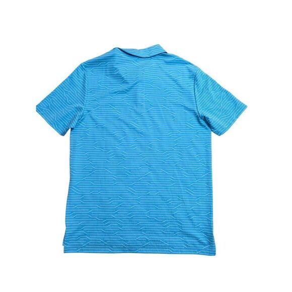 Levelwear Men's Blue Wavy Striped Short-Sleeve Pointed Collar Golf Shirt Size M - Picture 2 of 8